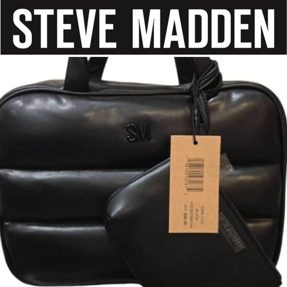 Steve Madden Handbags - Steve Madden Horizon Quilted Puffer Cosmetic Case- Black